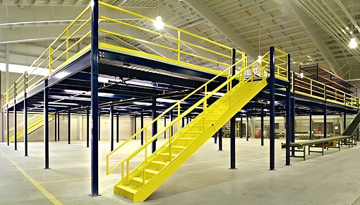 A KABTech steel mezzanine structure helps optimize warehouse space