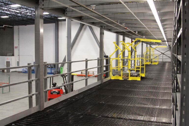 Mezzanine Platform with Bar Grate and Pivot Gate