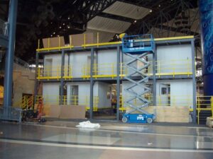 A facility conducting an inspection of their mezzanine system