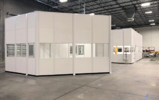 Custom designed white modular office space by KABTech