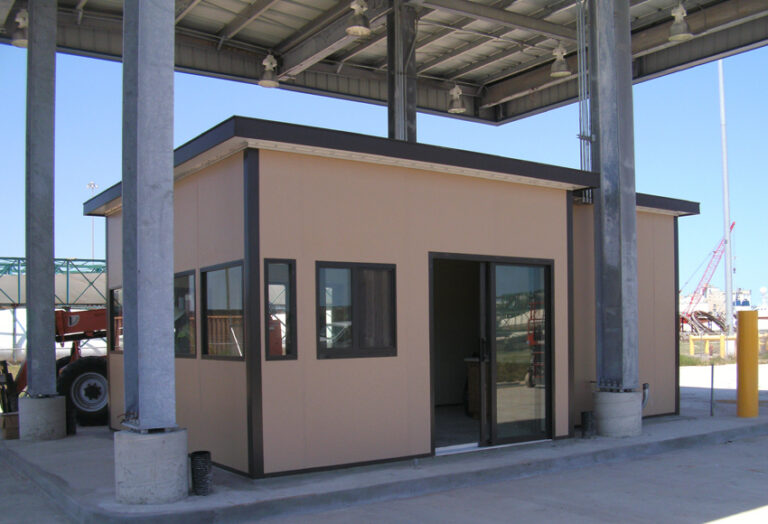 A KABTech-built security shack at the entrance of an industrial building