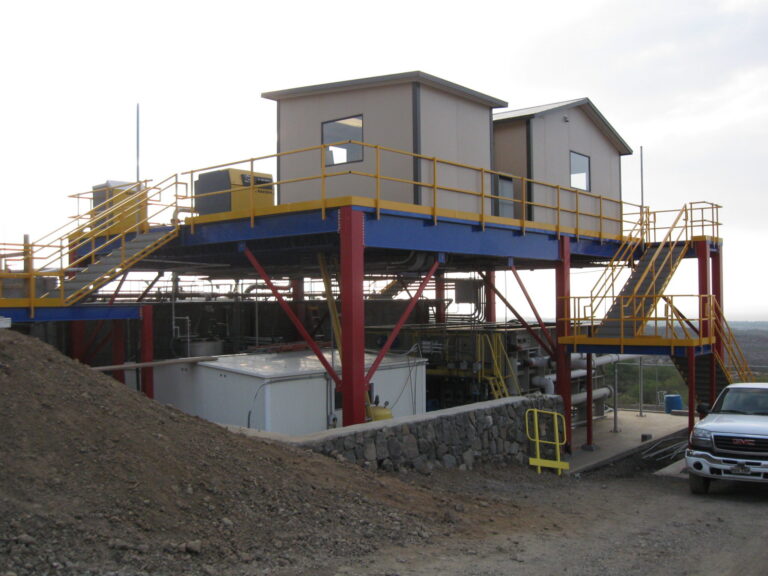 custom power generator platform with elevated walkways, stairs, and guardrails