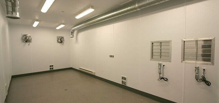 Interior of a fully equipped prefab enclosure built by KABTech