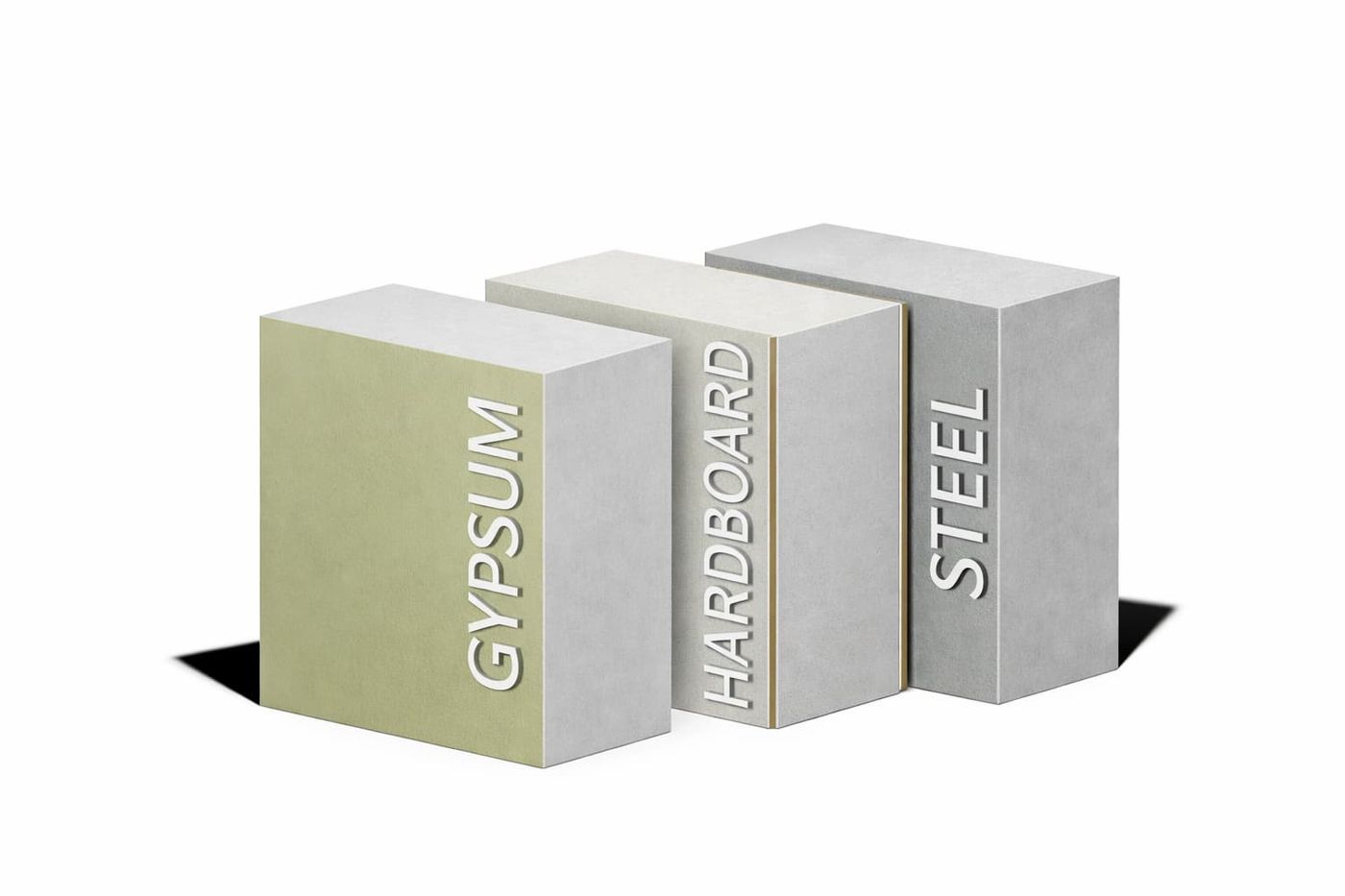 Stacked Bricks of Gypsum Hardboard and Steel